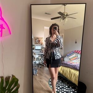 SHEIN Black and White Zebra Print MESH Blouse
